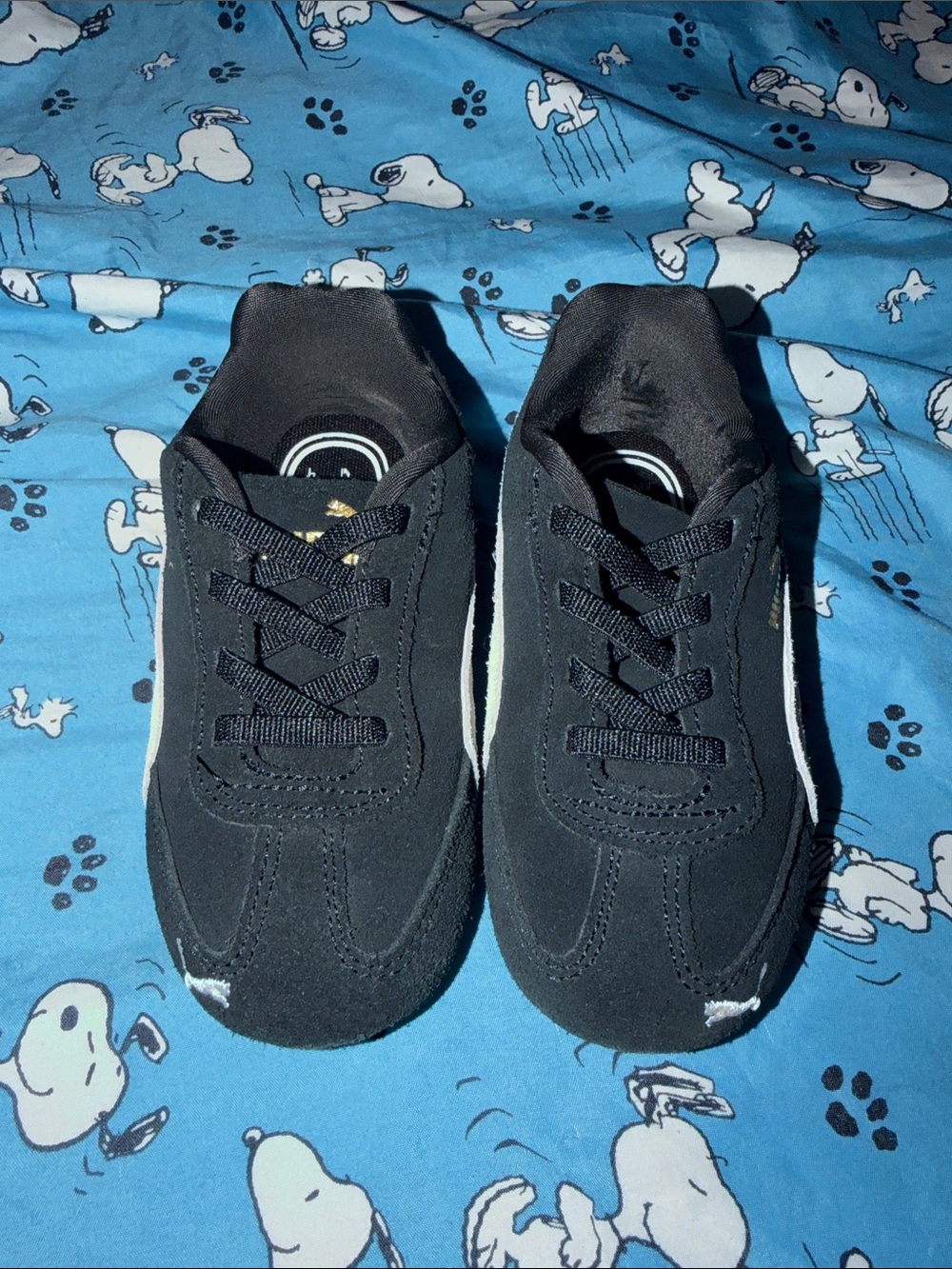 Puma Kids Black Lace-Up Sneakers with White Stripe